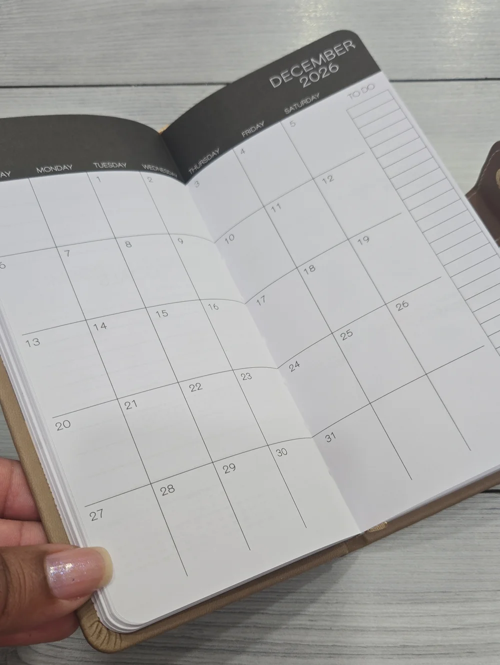 2027 Weekly Planner - Taupe with Gold Accents
